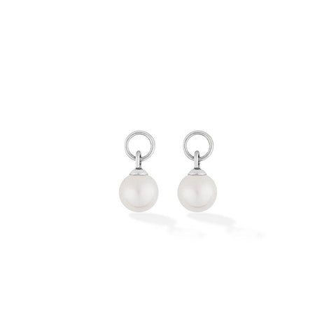 Small 6mm white pearl hoop earring charm by Five Jwlry. A versatile accessory to enhance your earrings, available in 14k gold or silver. Made from water-resistant 316L stainless steel. Hypoallergenic with a 2-year warranty.