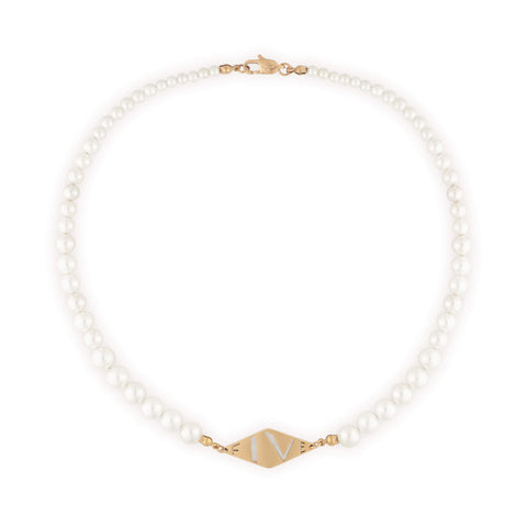 fj watches five jwlry jewel jewelry bijou necklace pearls white beads bille perle blanche loange lozenge charm breloque diamond piece stainless steel acier inoxydable natural shell coquillage naturel women femme gold plated 14k or plaqué skadar  montreal canada design water proof resistant eau