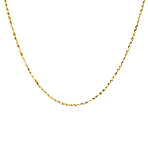 FJ Watches five jwlry jewel jewelry bijou Aven necklace collier French rope twisted torsadé corde chain 18k gold or women femme acier inoxydable stainless steel resistant eau water resistant montreal design canada