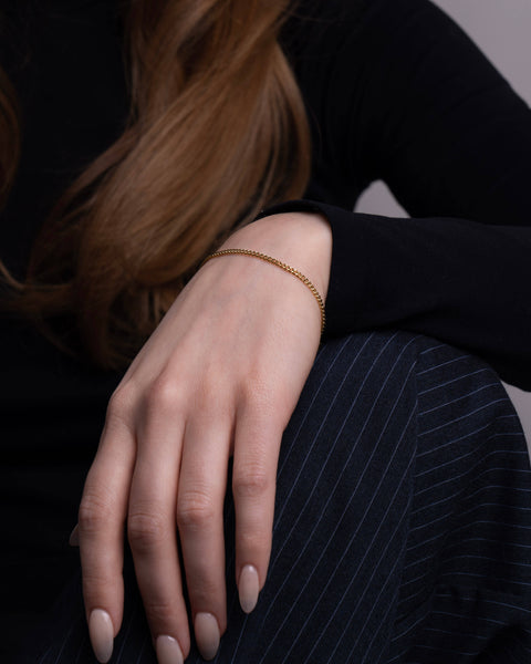 FIVE JWLRY FJ Watches Loen Bracelet Curb gourmette jewelry bijou jewel 20cm 23cm thin stainless steel acier inoxydable 2mm gold or 14k femme women adjustable ajustable extension 4cm