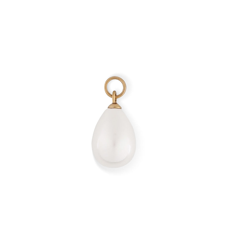 Natural white pearl hoop earring charm by Five Jwlry. A versatile accessory to enhance your earrings, available in 14k gold or silver. Made from water-resistant 316L stainless steel. Hypoallergenic with a 2-year warranty.