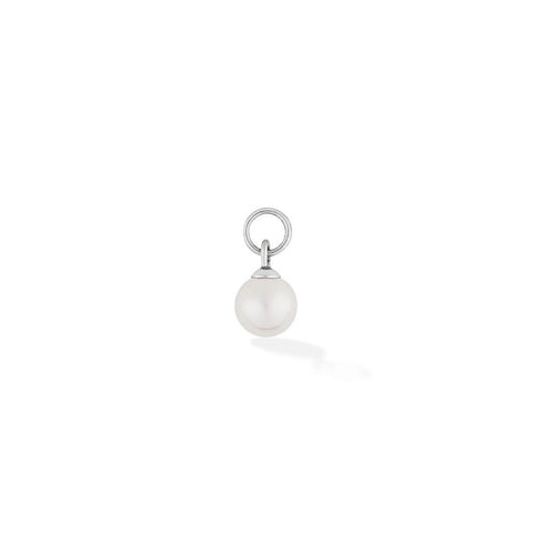 Small 6mm white pearl hoop earring charm by Five Jwlry. A versatile accessory to enhance your earrings, available in 14k gold or silver. Made from water-resistant 316L stainless steel. Hypoallergenic with a 2-year warranty.