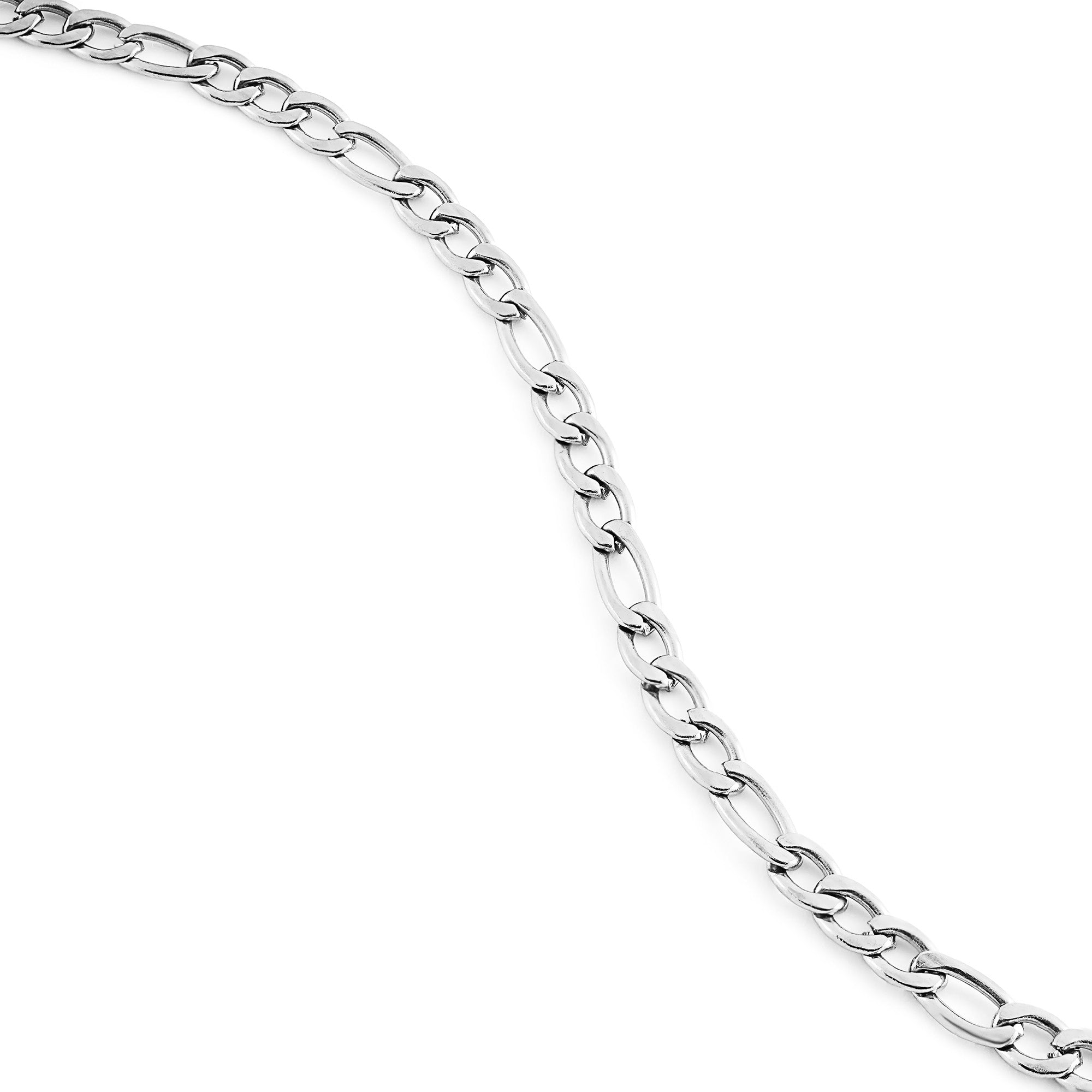 Valencia women's bracelet by Five Jwlry, crafted from a 4mm figaro chain in silver-colored, water-resistant 316L stainless steel. Available in size 16cm with a 4cm extension. Hypoallergenic with a 2-year warranty.