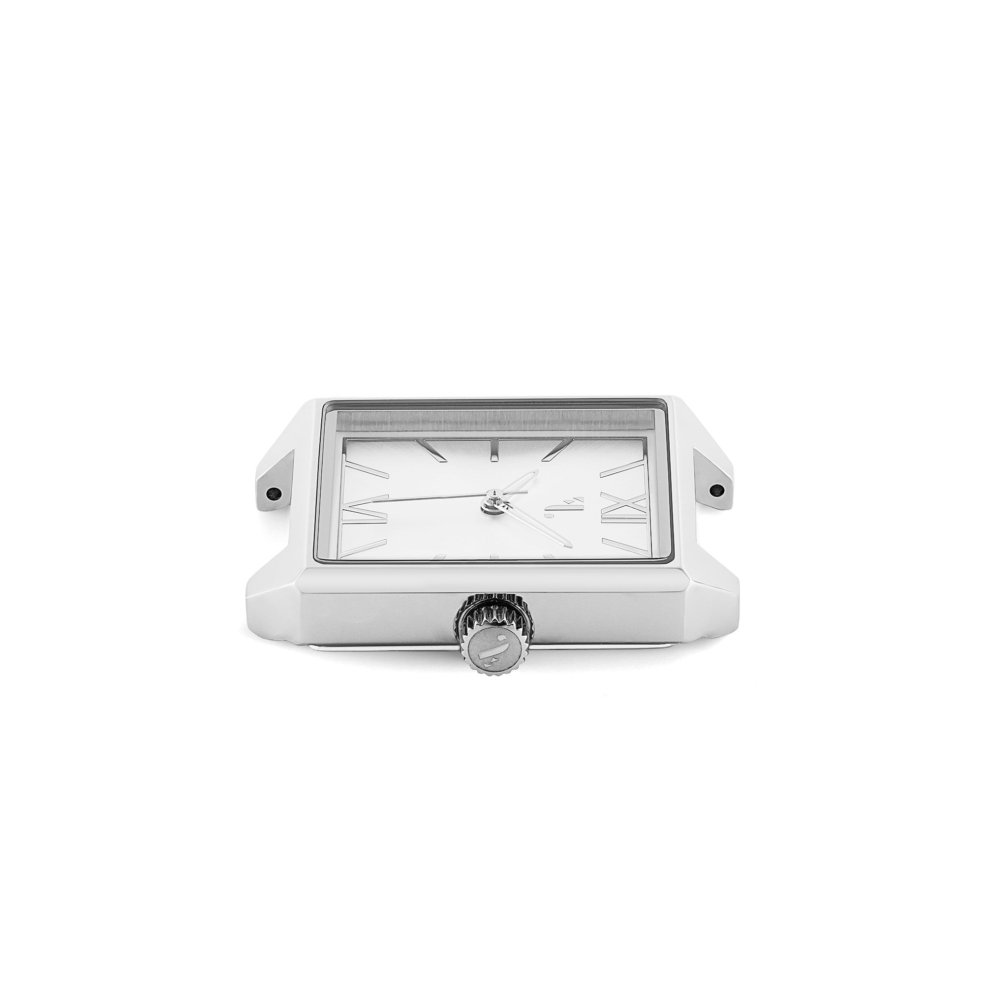 Ixelles watch. It is made of a square silver case and a shiny silver dial. It is the ideal watch for a women, with its three hands, its quartz mechanism, its water resistance and its 2 year warranty.