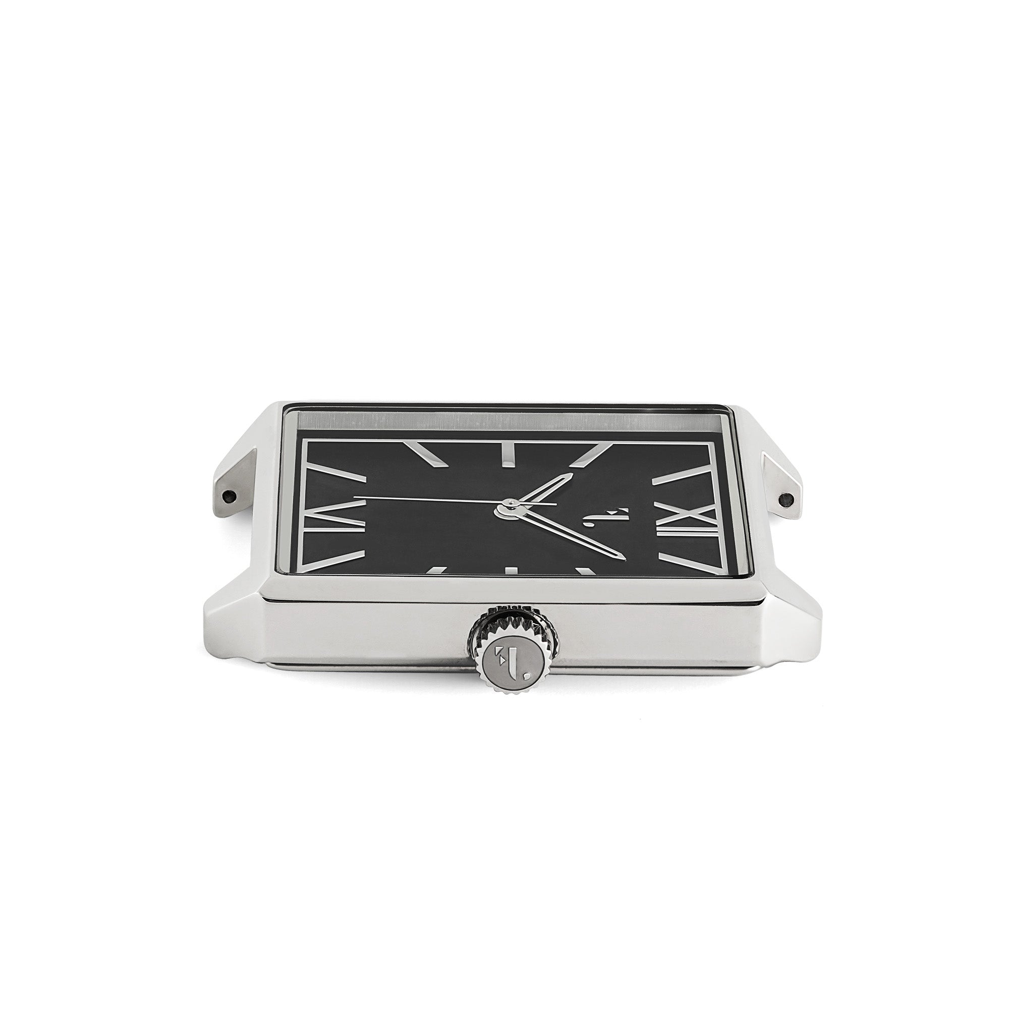 Uccle watch. It is made of a square silver case and a black dial. It is the ideal watch for a man, with its three hands, its quartz mechanism, its water resistance and its 2 year warranty.