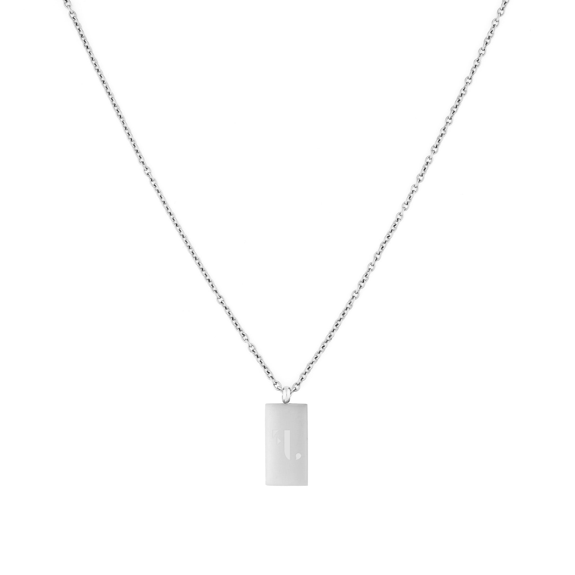 FJ Watches Five jwlry jewelry bijou jewel pendant pendentif cable forcat necklace collier acier inoxydable stainless steel rectangle square engraved gravé men homme silver argent montreal canada design water proof resistant eau chain chaine thin