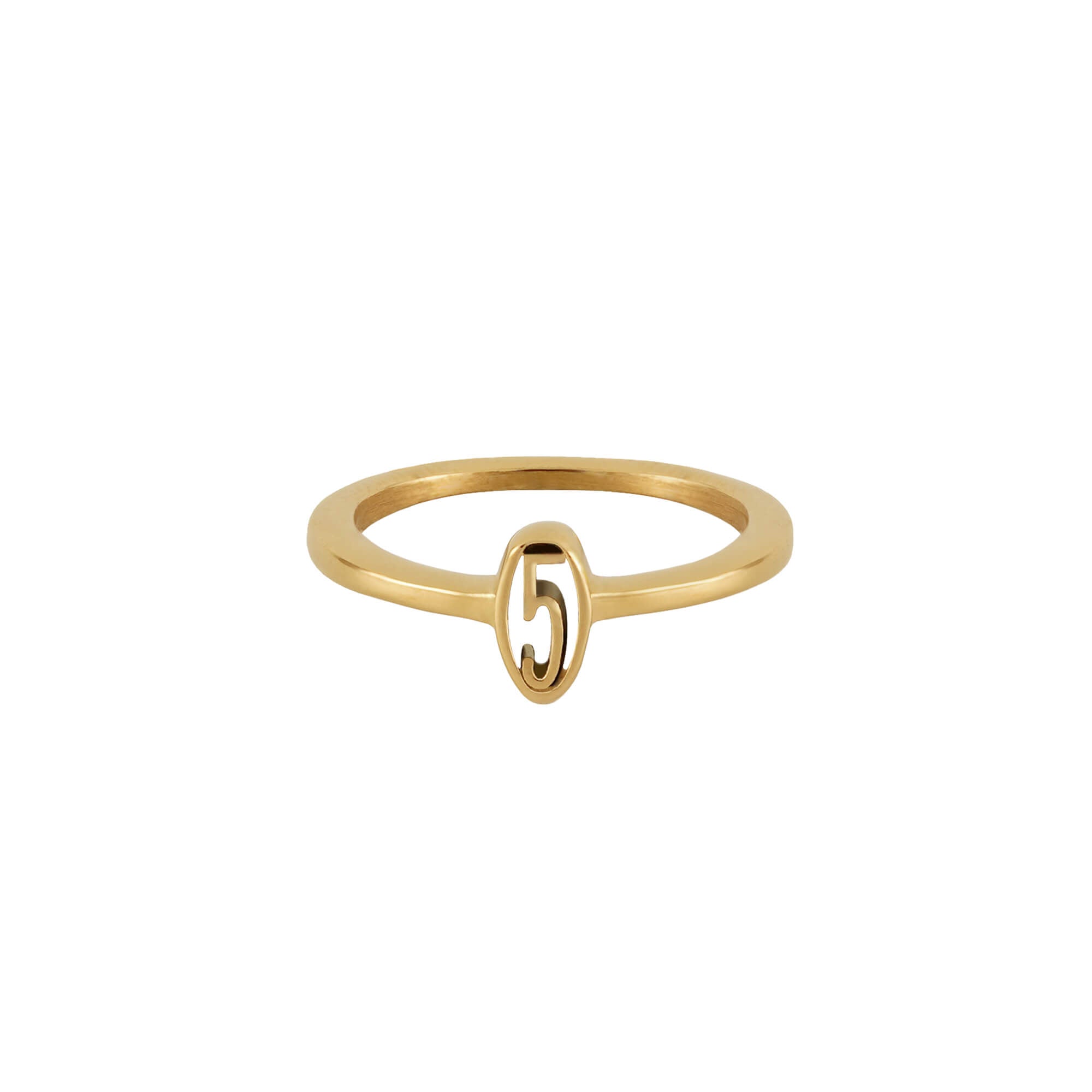 LUCKY5 men's ring by Five Jwlry. A ring that stands out for its simplicity and unique design, featuring the number 5 incorporated into the band. Available in 14k gold or silver, crafted from water-resistant 316L stainless steel. Hypoallergenic with a 2-year warranty.