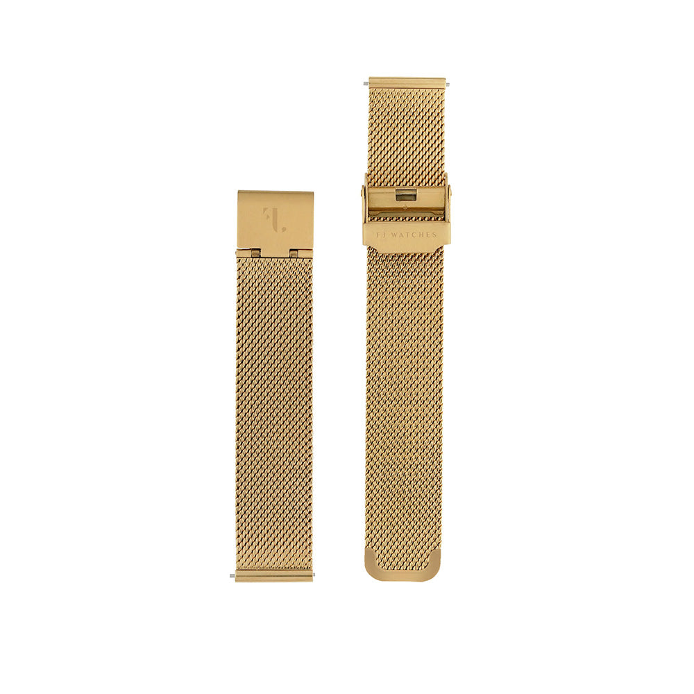 14k gold plated stainless steel mesh bracelet for Five Jwlry watch. 18mm width.
