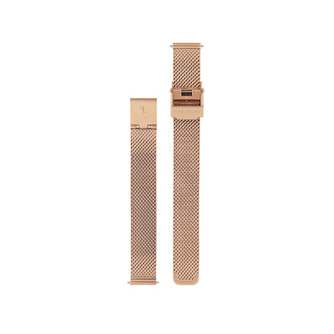 Rose gold stainless steel mesh bracelet for watch. 12mm width.