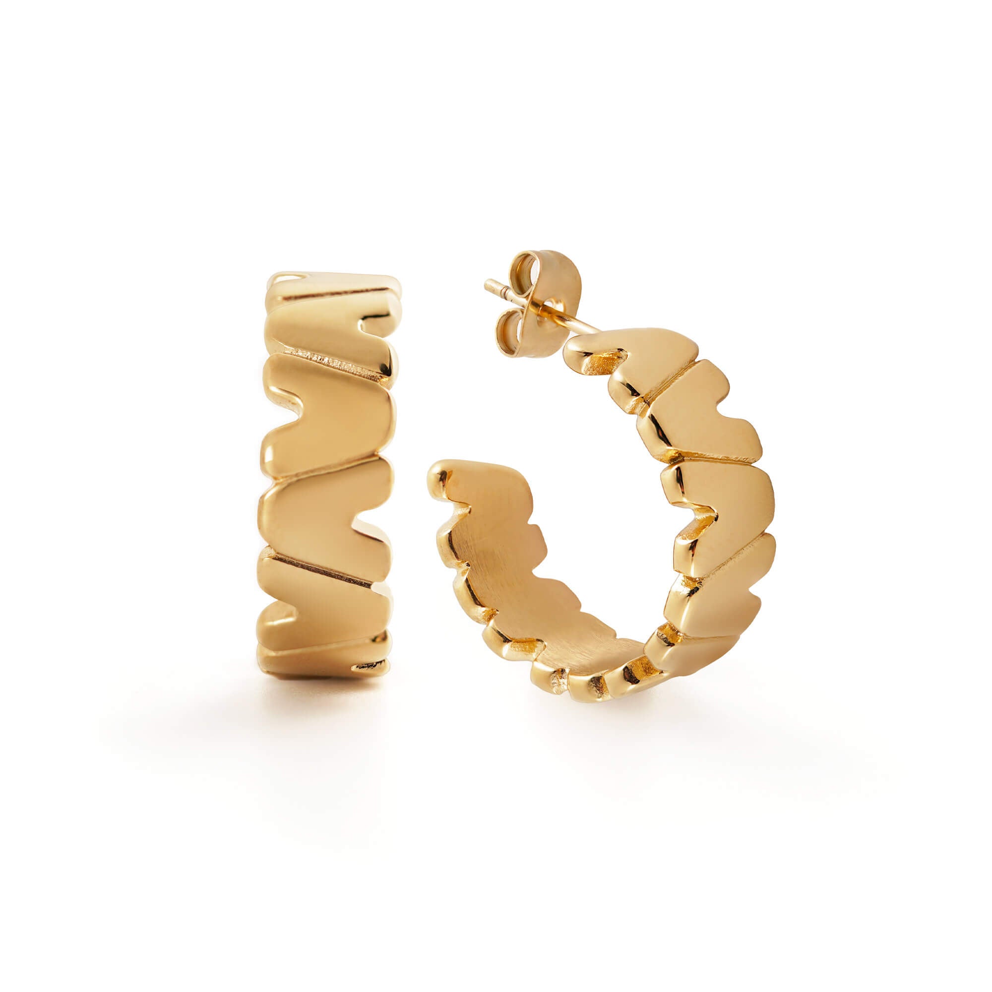 SAINQ women's earring by Five Jwlry, designed in 14k gold and uniquely shaped using the Roman numeral 'V' for five. Made from water-resistant 316L stainless steel. Hypoallergenic with a 2-year warranty.