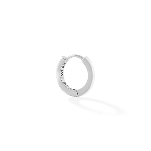 SOCA men's earring by Five Jwlry. A 13mm minimalist hoop, offering the choice of a single earring or a pair. Available in 14k gold or silver, crafted from water-resistant 316L stainless steel. Hypoallergenic with a 2-year warranty.