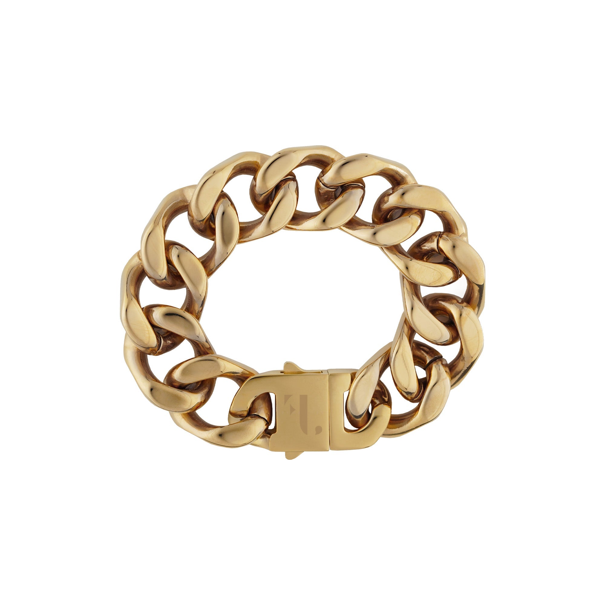 FJ Watches five jwlry jewelry jewel bijou absurd bracelet cuban cubain mailllon link chain chaine or gold 14k 18k plated plaqué femme women 20mm 20cm acier inoxydable stainless steel