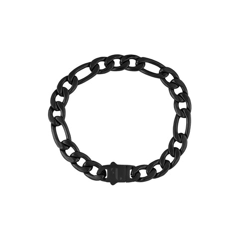Berg men's bracelet by Five Jwlry, featuring a bold 9mm smooth figaro chain in black, made from water-resistant 316L stainless steel. Offered in sizes 20cm and 23cm. Hypoallergenic with a 2-year warranty.