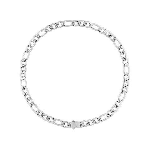 Berg women's necklace by Five Jwlry, featuring a bold 9mm smooth figaro chain in silver, made from water-resistant 316L stainless steel. Offered in sizes 45cm. Hypoallergenic with a 2-year warranty.