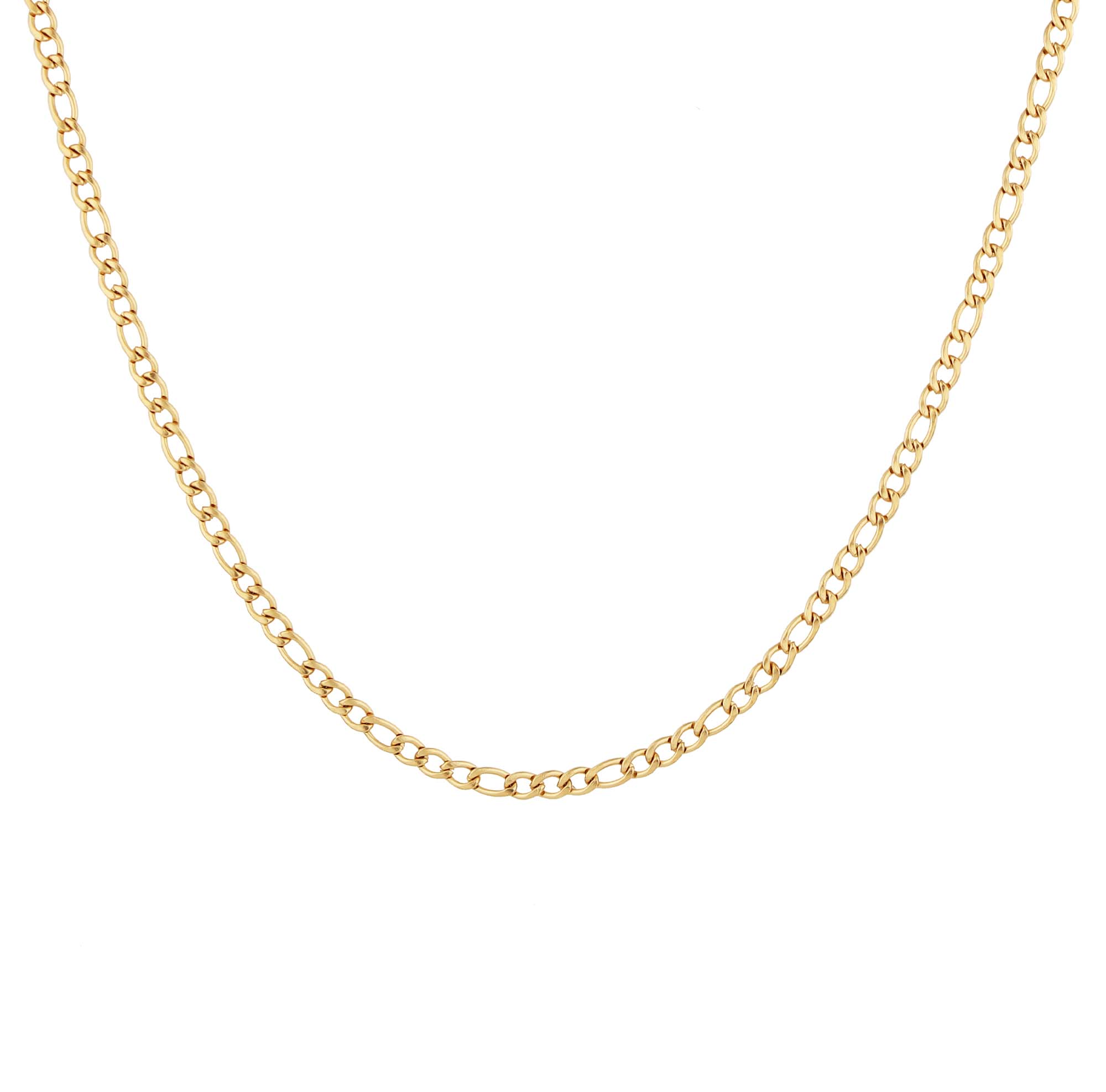 Valencia women's necklace by Five Jwlry, crafted from a 4mm figaro chain in gold-colored, water-resistant 316L stainless steel. Available in size 40cm with a 5cm extension. Hypoallergenic with a 2-year warranty.