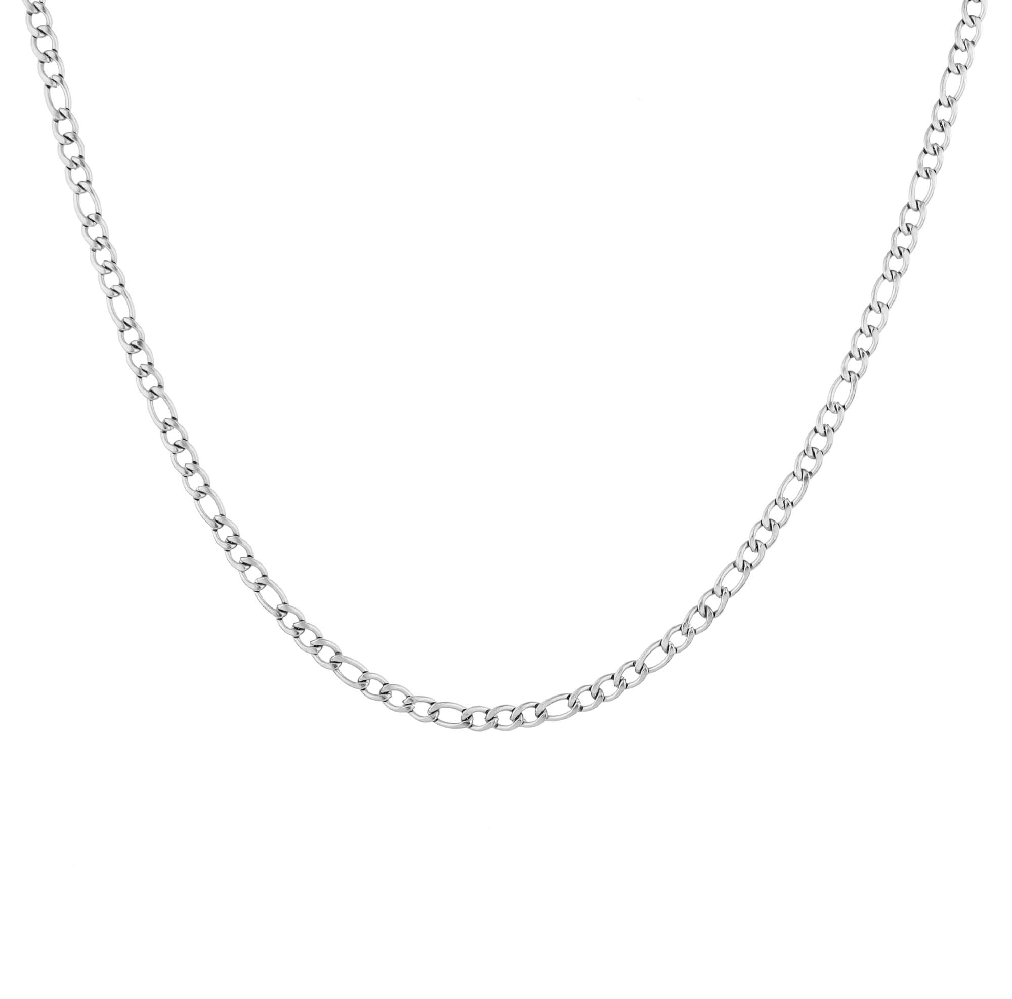 FJ Watches figaro necklace chain silver men 4mm 65cm stainless steel