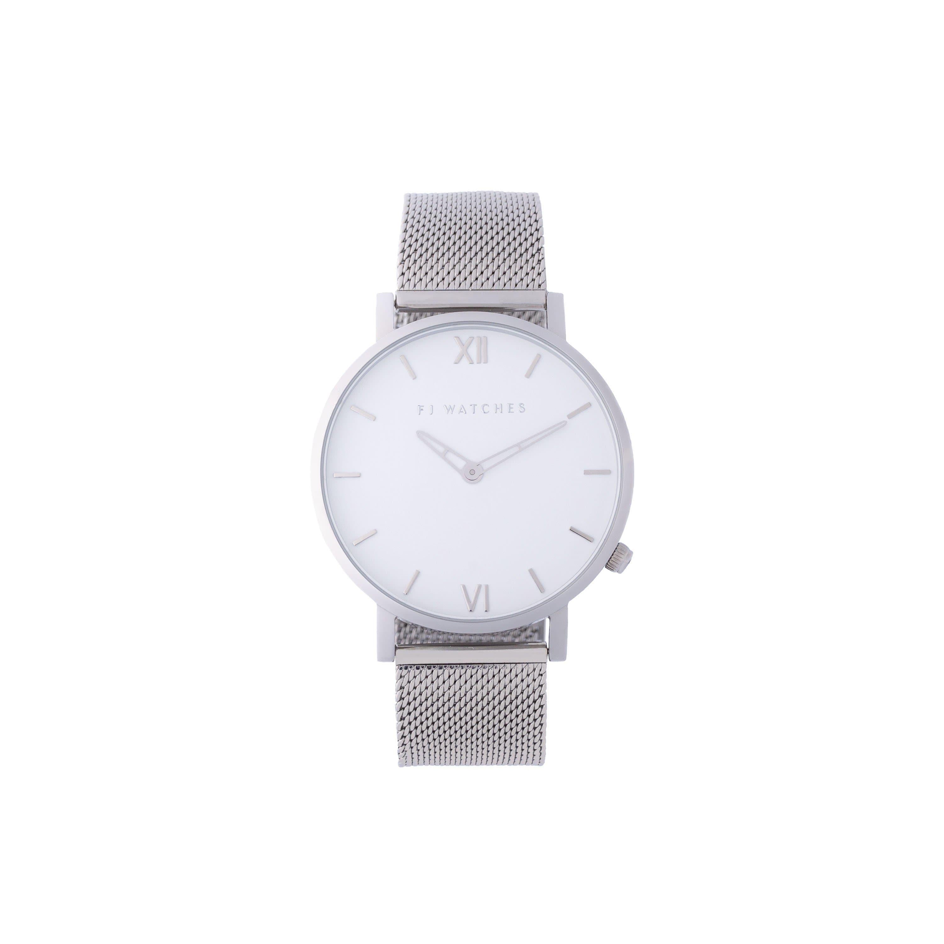 Discover Silver sun, a 36mm women's watch from Five Jwlry with a white and silver dial. This one can be paired with a silver or black mesh bracelet!