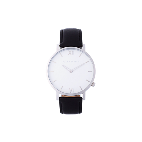 Discover Silver sun, a 36mm women's watch from Five Jwlry with a white and silver dial. This one can be paired with a wide variety of leather colors, such as black, white, pink, red, blue, gray, tan, brown and beige!