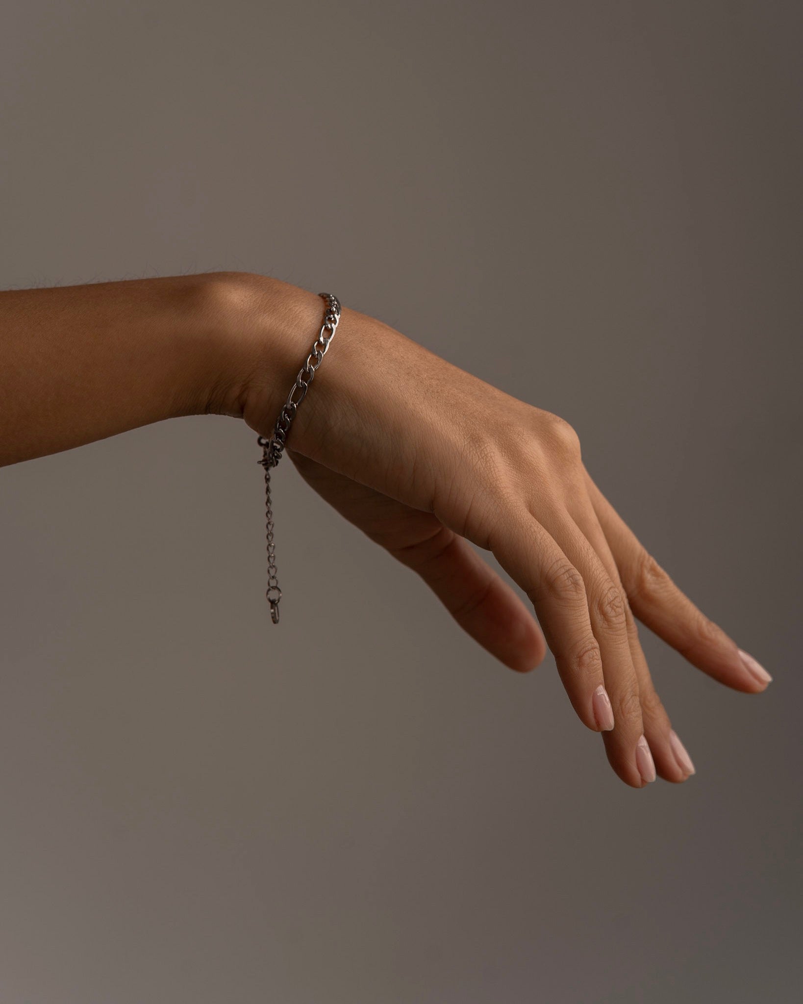 FIVE JWLRY jewel jewelry bijou fj watches women femme figaro bracelet acier inoxydable stainless steel 4mm 16cm 4cm extension adjustable ajustable argent silver