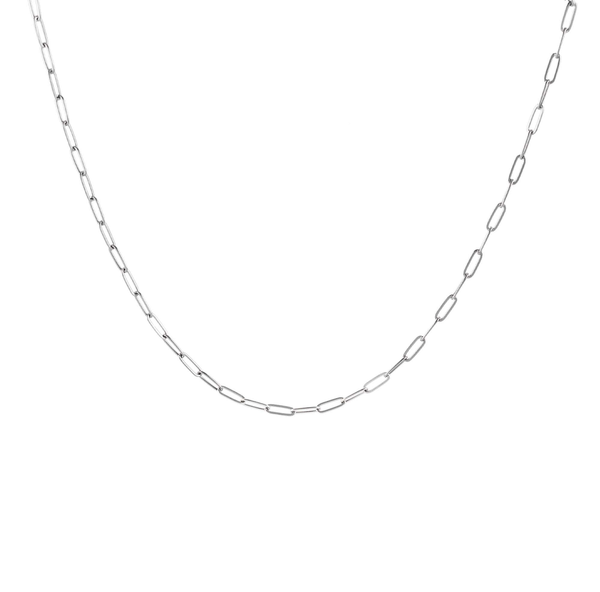 Maritsa women's necklace by Five Jwlry, crafted from a 3mm paperclip chain in silver-colored, water-resistant 316L stainless steel. Available in size 37cm with a 5cm extension. Hypoallergenic with a 2-year warranty.