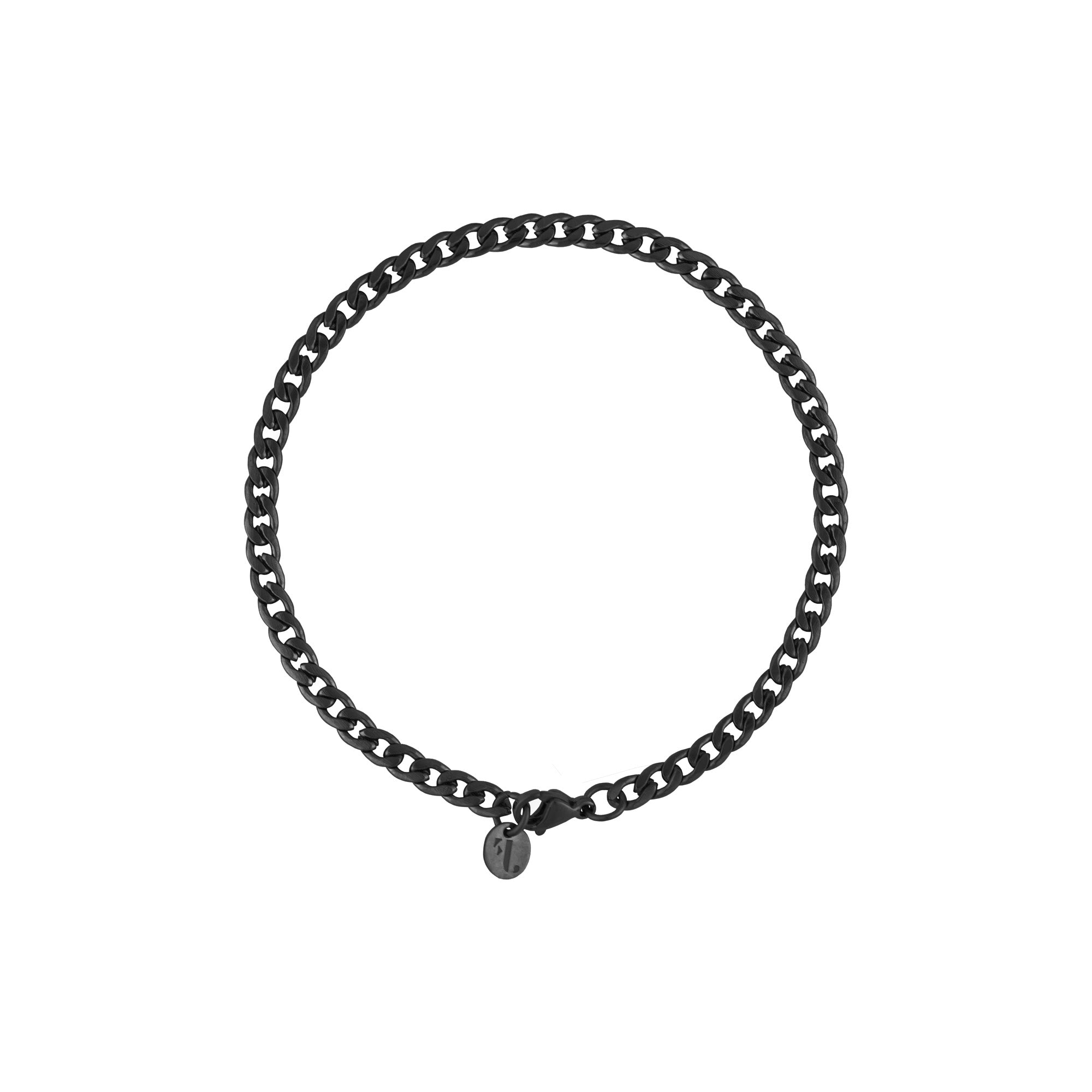 Mirik men's bracelet by Five Jwlry, designed with a 4mm flat wide woven Cuban link chain in black color, made from water-resistant 316L stainless steel. Offered in sizes 20cm and 22cm. Hypoallergenic and backed by a 2-year warranty.