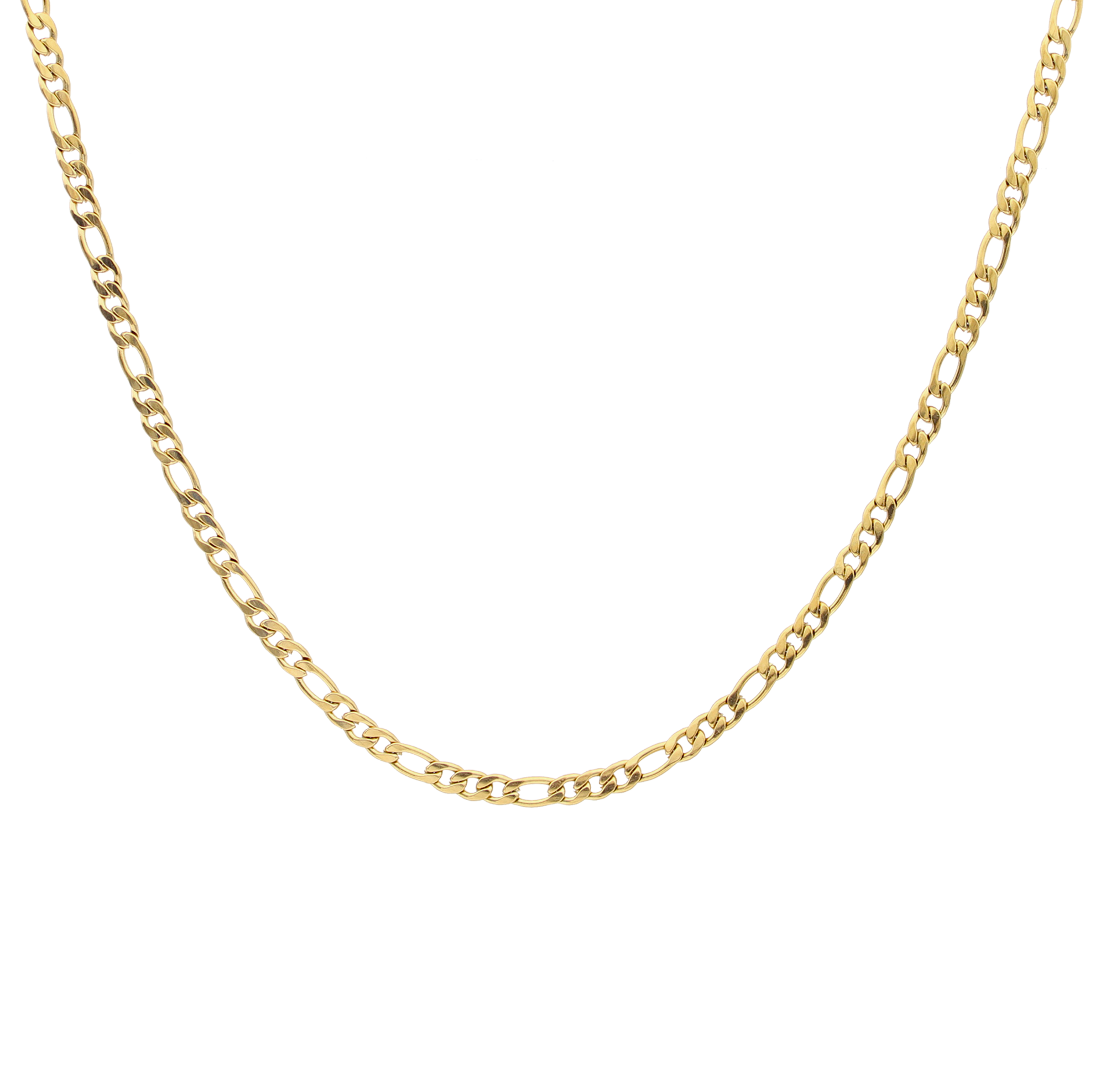 Rhône men's necklace by Five Jwlry, crafted from a 4mm figaro chain in gold-colored, water-resistant 316L stainless steel. Available in sizes 45cm, 55cm, and 65cm. Hypoallergenic with a 2-year warranty.