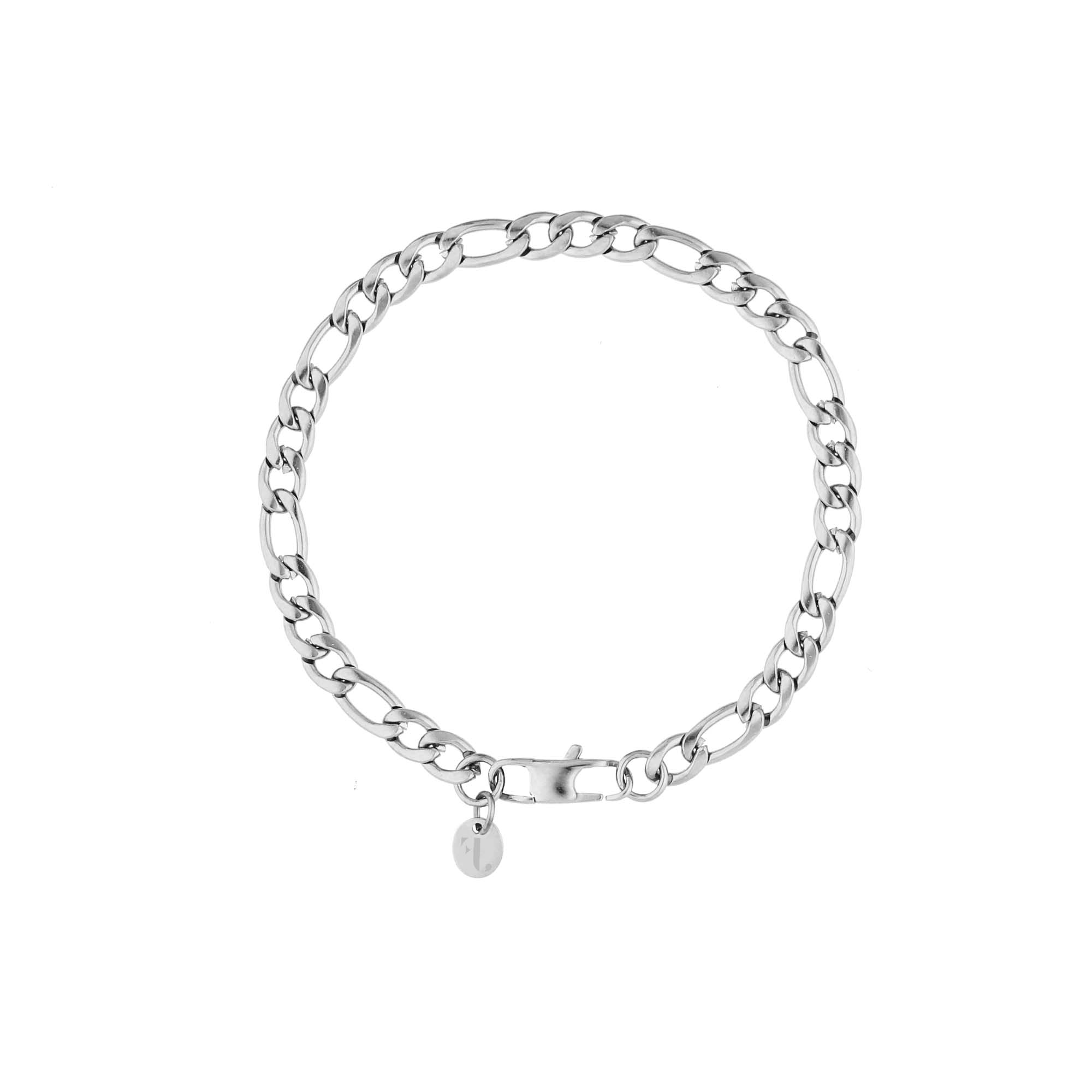 Rhône men's bracelet by Five Jwlry, crafted from a 5mm figaro chain in silver-colored, water-resistant 316L stainless steel. Available in sizes 20cm and 22cm, and hypoallergenic.
