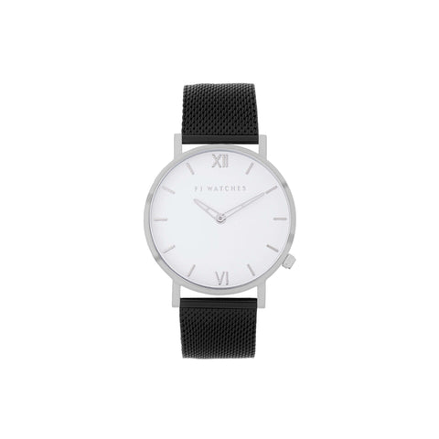 Discover Silver sun, a 42mm men's watch from Five Jwlry with a white and silver dial. This one can be paired with a silver or black mesh bracelet!