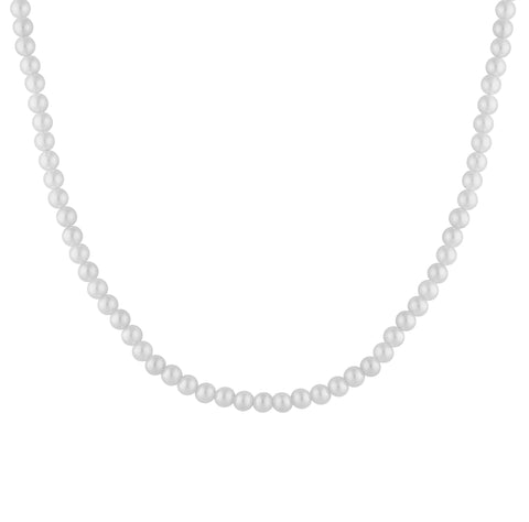 Var women's necklace by Five Jwlry, designed with white glass pearls complemented by a silver stainless steel buckle. Available in sizes 45cm and 50cm. Crafted from water-resistant 316L stainless steel. Hypoallergenic with a 2-year warranty.